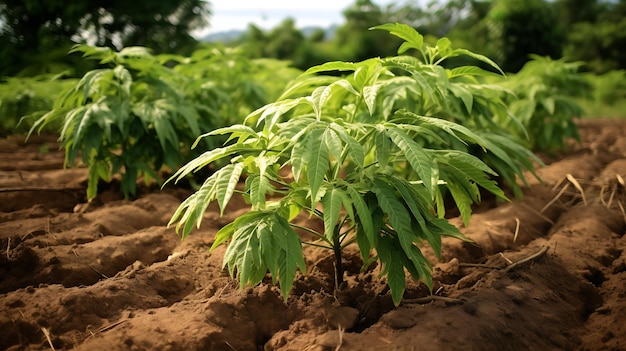 Biologische teelt van verse cassaveplanten