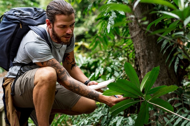 Biologist in a forest