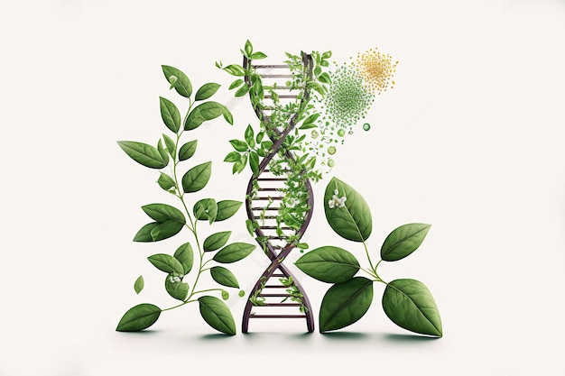 Biology laboratory nature and science DNA gene therapy Plants with biochemistry structures