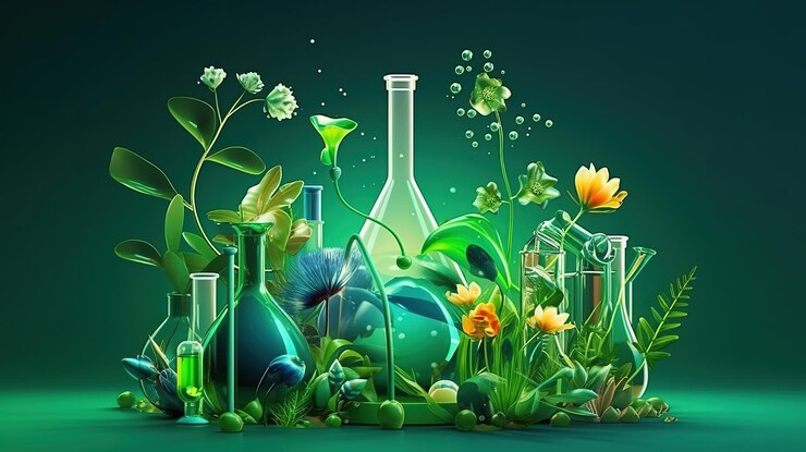 Biology laboratory nature and science Plants with biochemistry structure Generative Ai