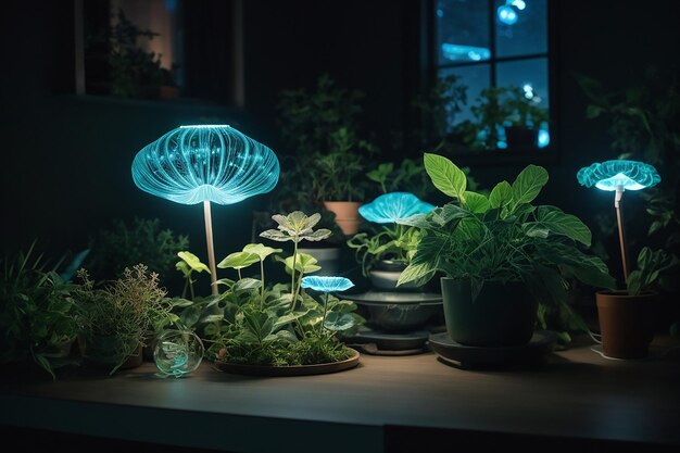 Photo bioluminate where nature and technology converge to illuminate your space