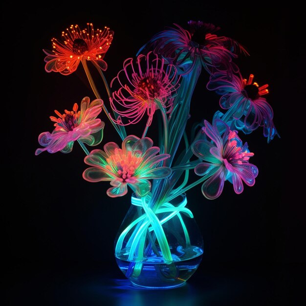 Photo bioluminescent bouquet neon lighting10