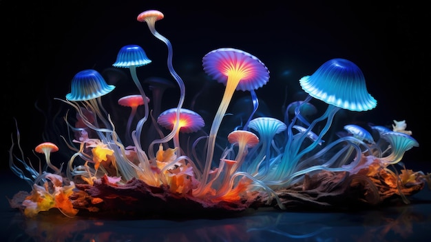 Bioluminescent lighting living organisms energy efficient illumination solid color background