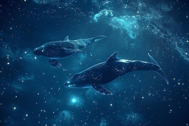 写真 バイオリュミネッセンスクジラが宇宙を泳ぐ
