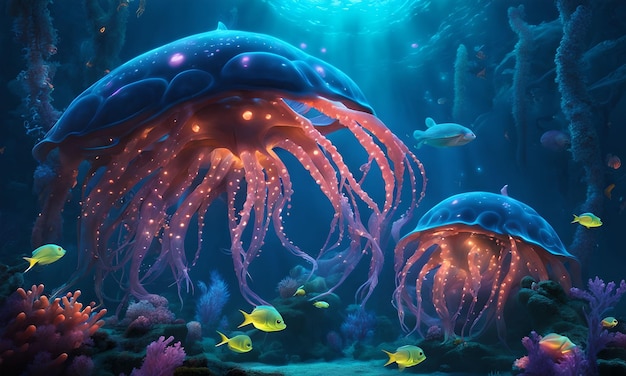 Bioluminescente wezens van de diepzee