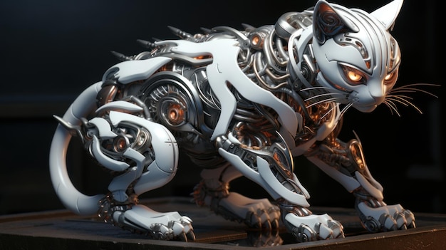 Biomechanical cyber cat UHD wallpaper