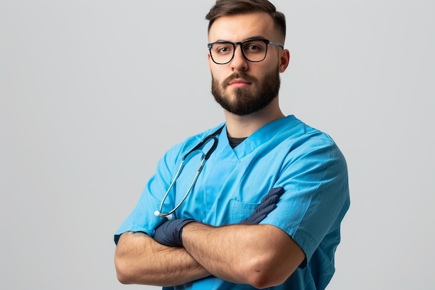 Photo biomedical technician on white background