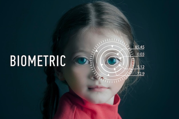 사진 생체 인증 작은 소녀 얼굴 인식 톤