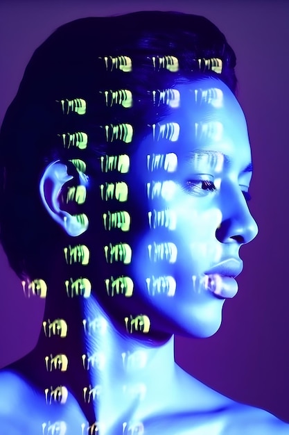 Foto concetto di biometria tecnologia di matrice cyberpunk