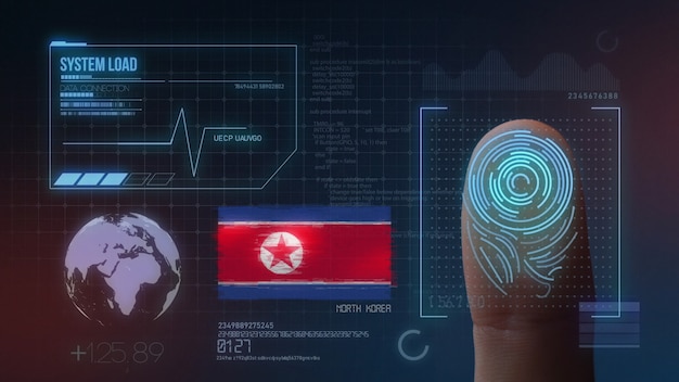 Biometrisch identificatie-systeem voor vingerafdrukken. Nationaliteit van Noord-Korea