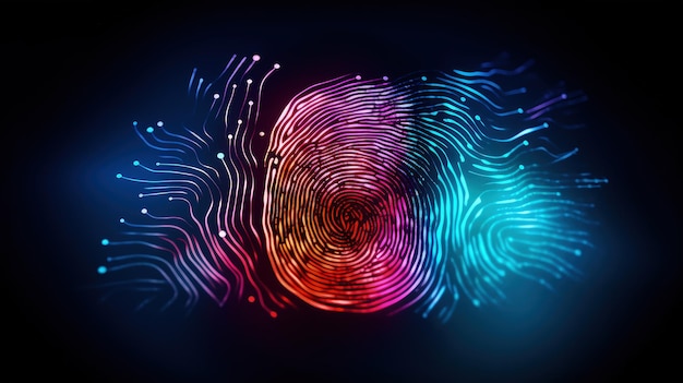 Biometrische identiteitsverificatie beveiligde authenticatie effen kleur achtergrond