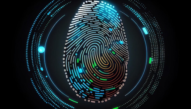 Biometrische vingerafdruk Digitale scantechnologie illustratie van de vinger van een man met afdrukken scannen