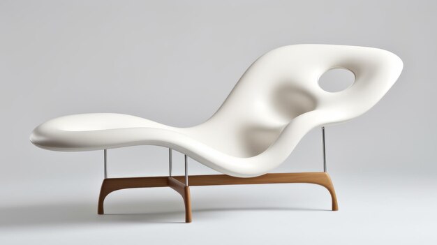 Biomorfe beeldhouwkunst Chaise Lounge in wit en bruin