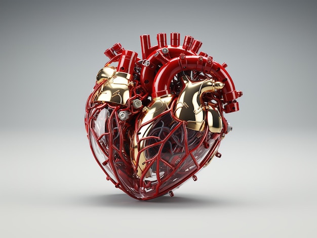 Photo bionic heart realistic illustration artwork background