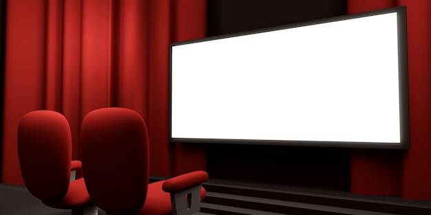 Foto bioscoopscherm 3d-rendering bioscoopmodelscherm 3d-rendering