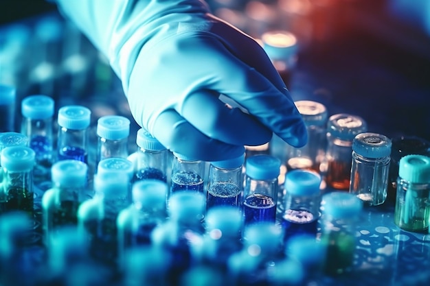 Biotechnologisch experiment handtest medische buis geneeskunde laboratoriumonderzoek wetenschap Generatieve AI