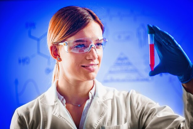 Biotechnology female scientist working in laboratory