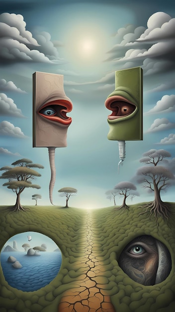 Bipolar disorder drawing cartoon surrealism artwork