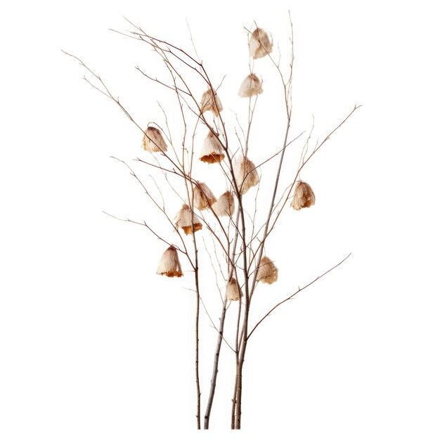 Photo birch branches dried flower isolated on white background generative ai