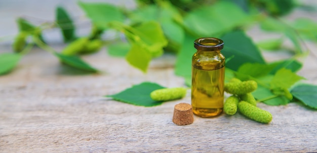 Birch bud extract in a small bottle