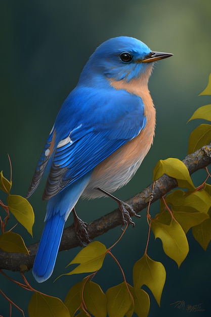 枝に青い鳥