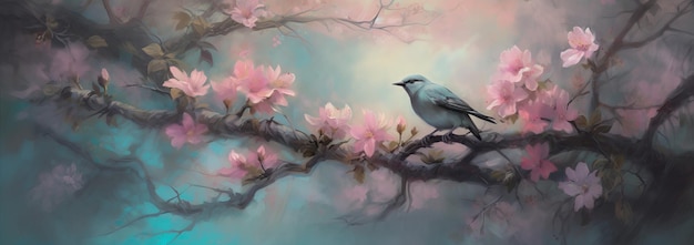 A bird on a branch of a magnolia tree