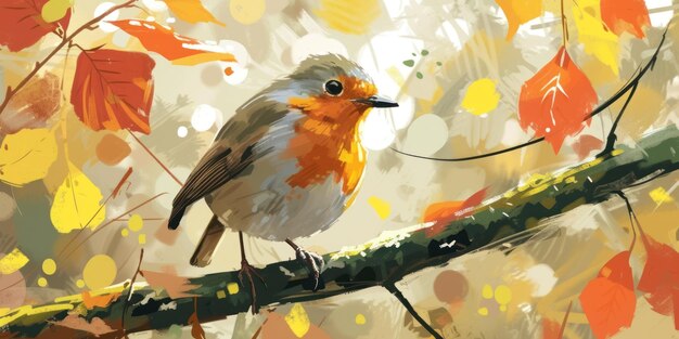 Bird on Branch Painting