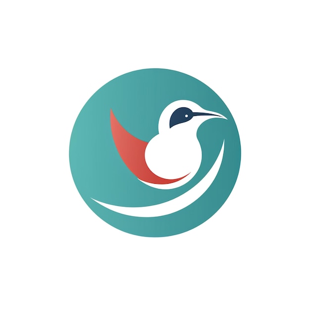 Photo a bird in a circle with a red and blue circle on it.