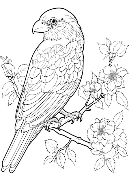 Bird Coloring Page Bird Line Art coloring page Bird Outline Illustration For Coloring Page Animals Coloring Page Bird Coloring Pages and Book AI Generative