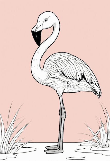 鳥のカラーページのラインアート
