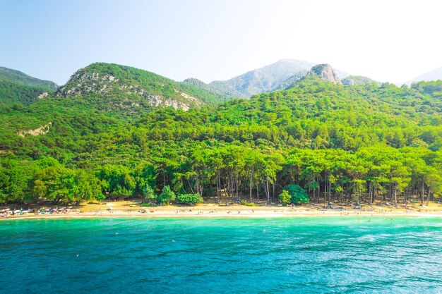 Bird eye aerial view of Aegean shores of Turkey