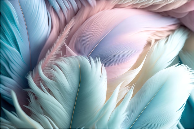 Bird feather soft focus background in blue shade