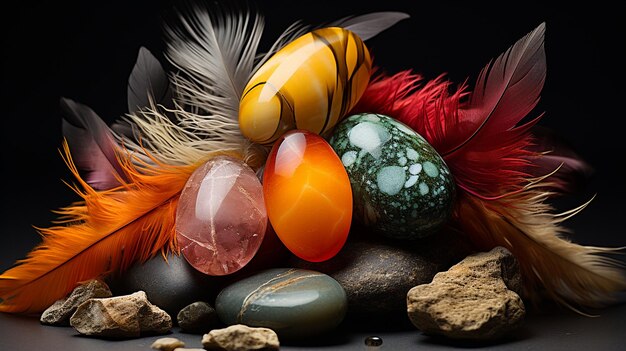 Bird feather on stone