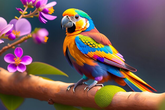 Bird and flower in spring
