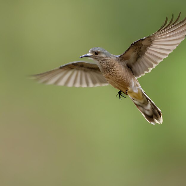 緑の背景で空を飛ぶ鳥