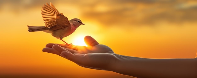 Photo bird in a human hands