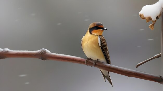 Photo a bird is perched on a branch with a blurry background