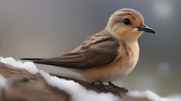 a bird is perched on a snowy surface