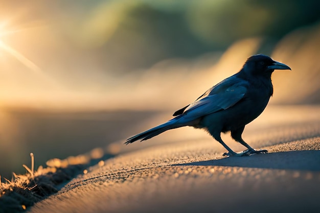 鳥が太陽の下でソファに座っている