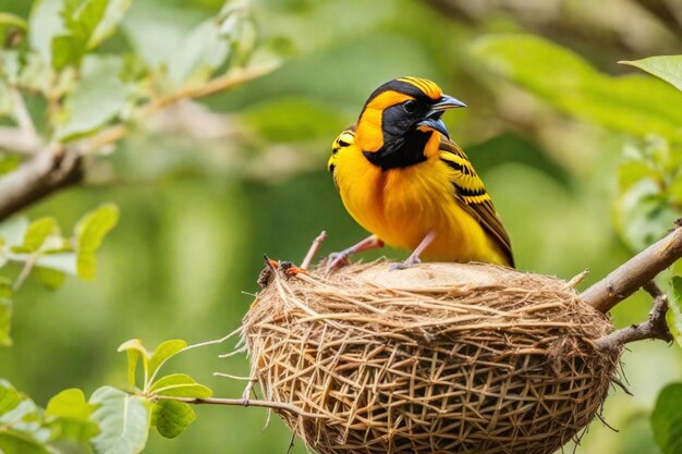 Photo a bird is sitting on a nest with the word  bird  on it