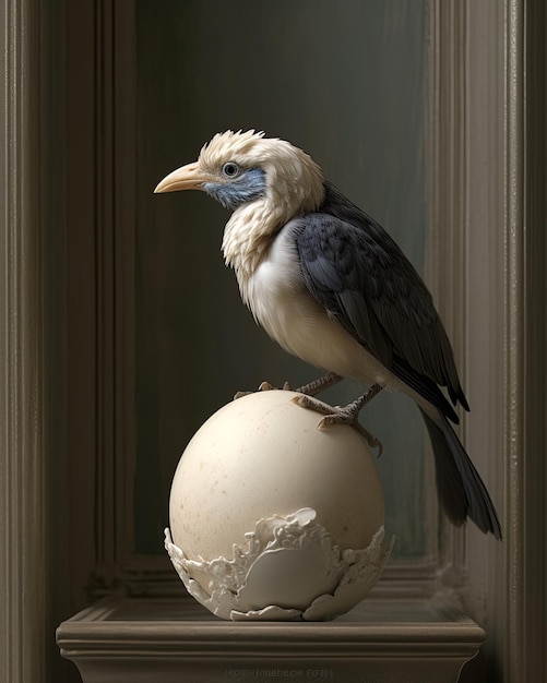 Photo a bird is standing on a globe with a bird on it.