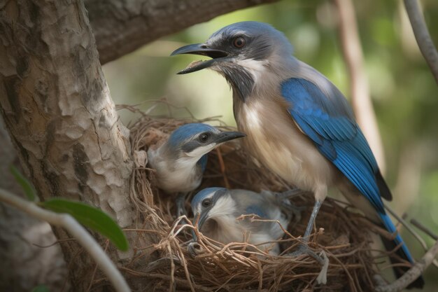 鳥の巣 自然の夏の庭園 アイを生成する