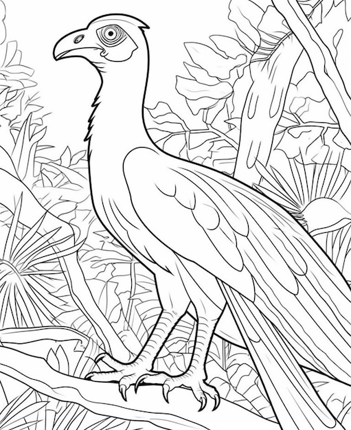 A bird in the jungle coloring page