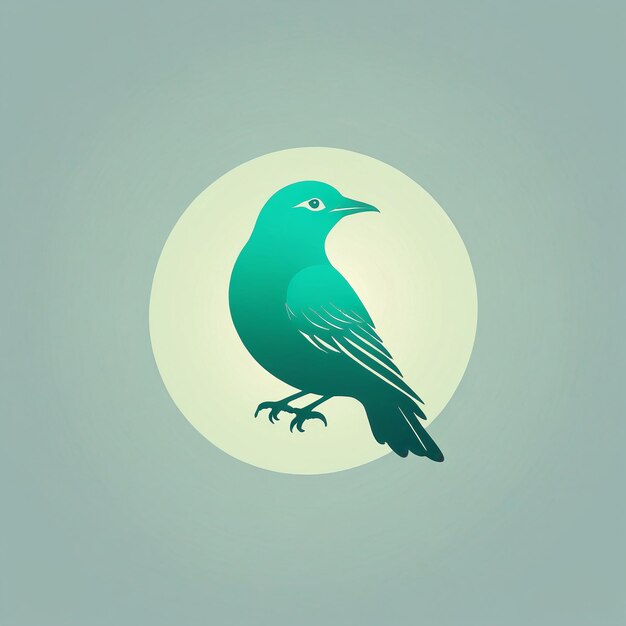 Photo bird logo bird symbol a bird sitting on a branch in front of a full moon