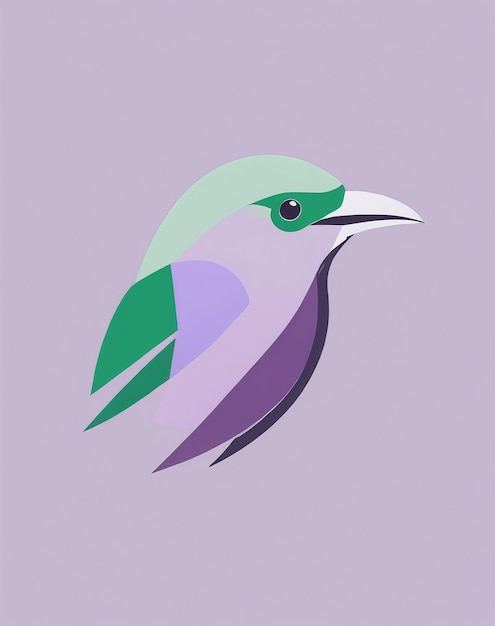 Photo bird logo bird symbol a bird with a green beak on a purple background