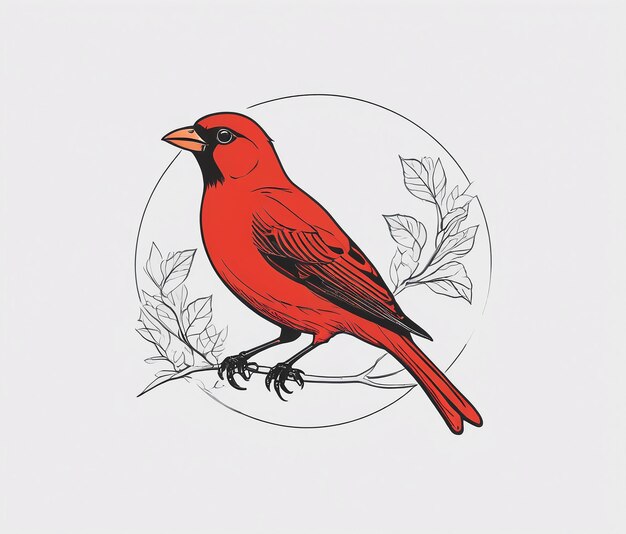 Photo bird logo bird symbol a red bird sitting on a branch