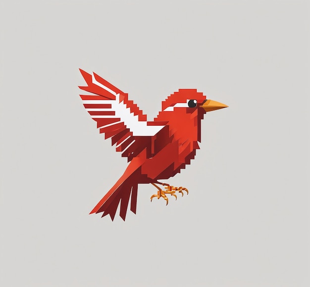 Photo bird logo bird symbol a red bird with white wings