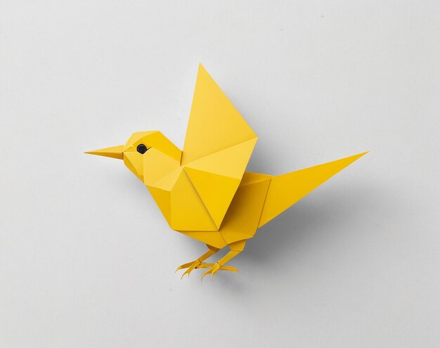 鳥のロゴ 鳥のシンボル 紙で作られた黄色い鳥