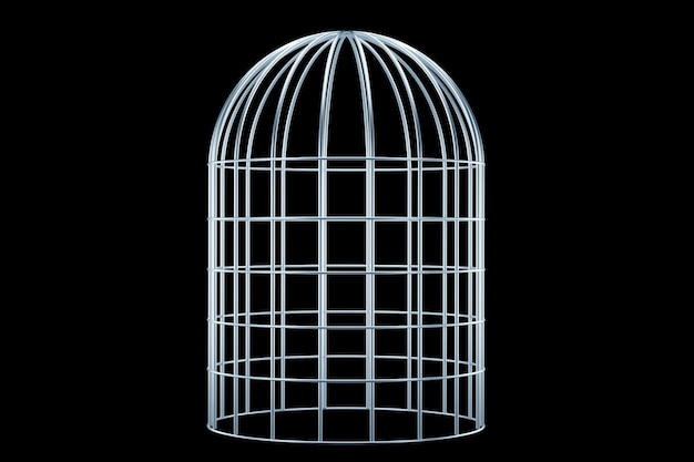 Bird metal cage 3D render 3D illustration