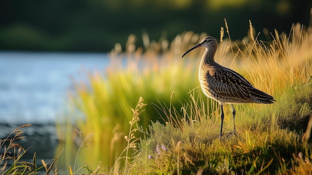 Bird in natural habitat at sunset